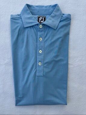 EUC FootJoy Men's Light Blue Short-Sleeve Golf Polo Aurora Country Club